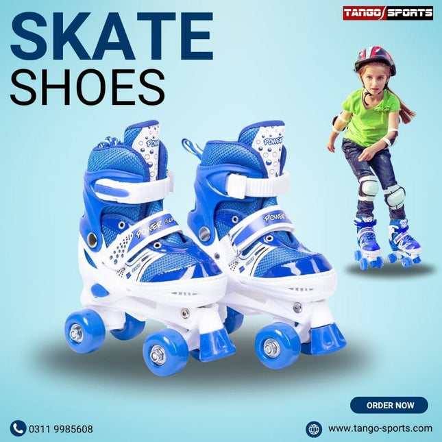 Power Superb Adjustable Roller Skate Shoes 4-Wheels Adjustable Size