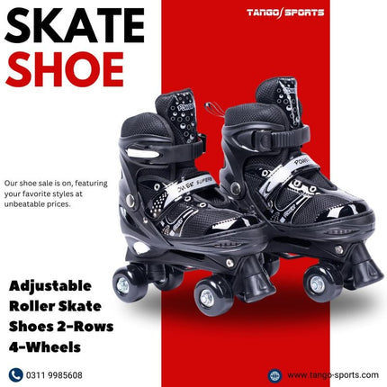 Power Superb Adjustable Roller Skate Shoes 2-Rows 4-Wheels - 2 Colors