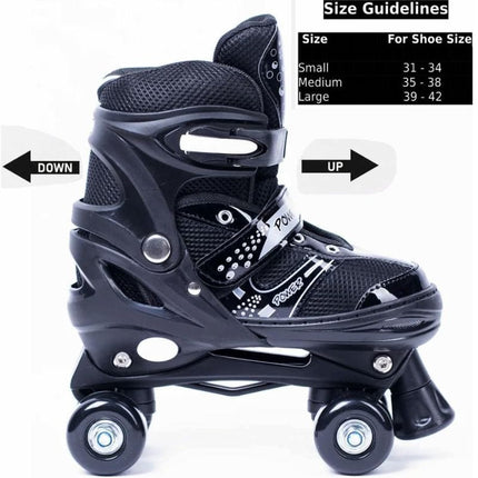 Power Superb Adjustable Roller Skate Shoes 2-Rows 4-Wheels - 2 Colors