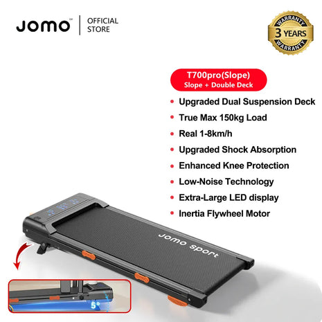Jomo Sports 700 Pro Walking Pad with Incline and Cushions