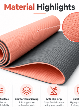 Yoga Exercise Mat - TPE Material 10 mm - Random Colors