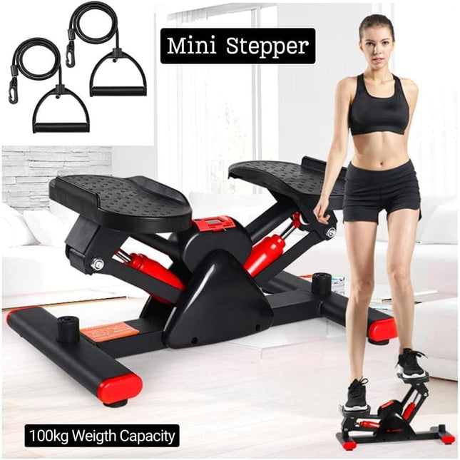 V Shape Fitness Stepper, Aerobic Stepper with Display Screen with Resistance Band