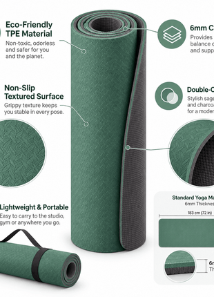 Yoga Exercise Mat - TPE Material 6mm - Random Colors
