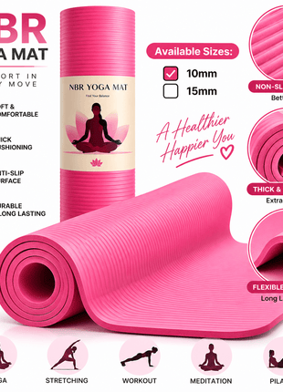 Yoga Exercise Mat 10mm Anti Slip NBR Material Imported