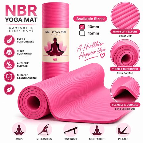 Yoga Exercise Mat 10mm Anti Slip NBR Material Imported