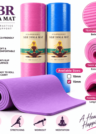 Yoga Exercise Mat 15mm Anti Slip NBR Material Imported