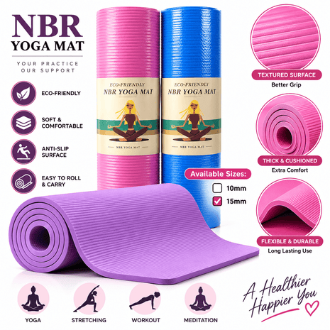 Yoga Exercise Mat 15mm Anti Slip NBR Material Imported