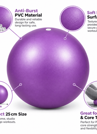 25cm Yoga & Pilates Exercise Ball – Small Anti-Burst Gym Ball for Fitness & Core Training