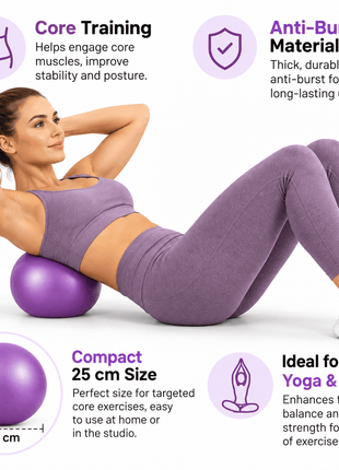25cm Yoga & Pilates Exercise Ball – Small Anti-Burst Gym Ball for Fitness & Core Training