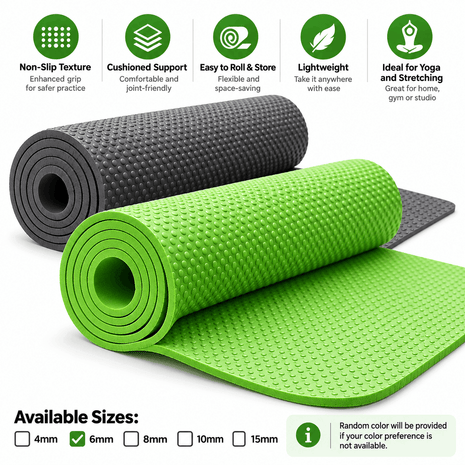 6mm Yoga Mat Anti Slip Mat - Multi colors