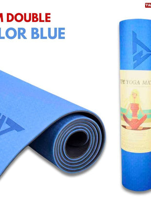 Yoga Exercise Mat - TPE Material 6mm Double Color Blue