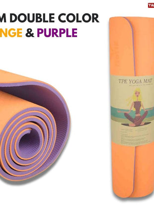 Yoga Exercise Mat - TPE Material 8mm Double Color Orange