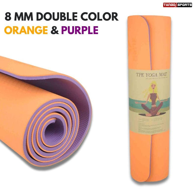 Yoga Exercise Mat - TPE Material 8mm Double Color Orange