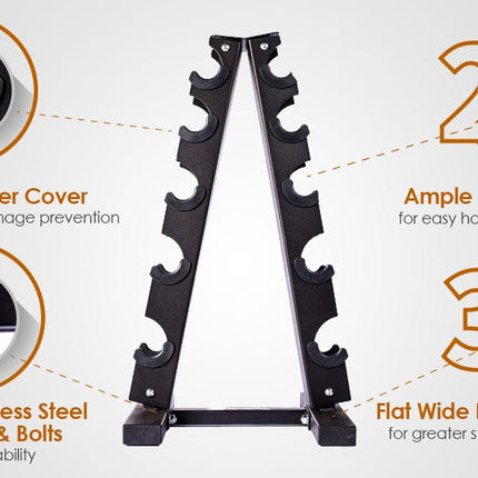 A-Frame Dumbbell Rack 5 pairs Dumbell rack - Black Tango Sports