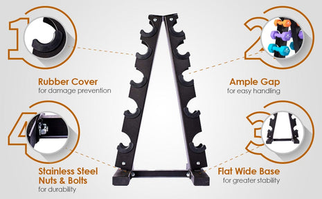 A-Frame Dumbbell Rack 5 pairs Dumbell rack - Black Tango Sports