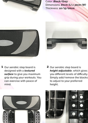 Aerobic Stepper Medium Size 3 Step 27 Inches Tango Sports