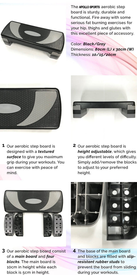 Aerobic Stepper Medium Size 3 Step 27 Inches Tango Sports