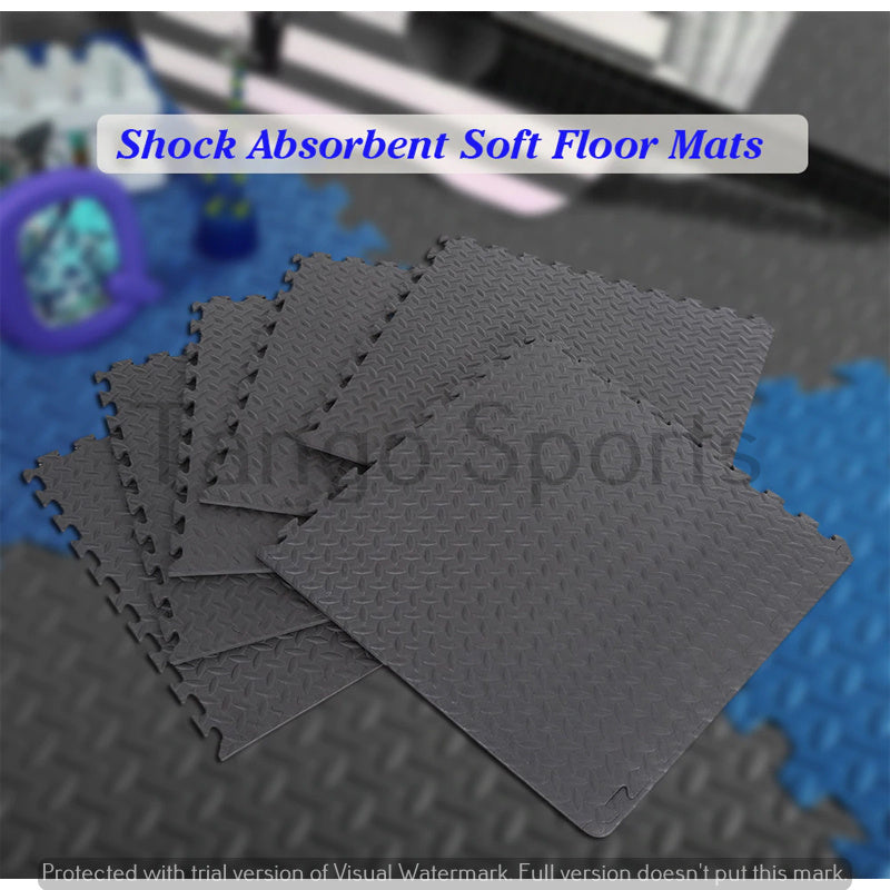 Gym Floor Mat Anti Slip yoga mats interlock mats - 4 Mats ( 2 x 2 Feet Each Mat) Tango Sports