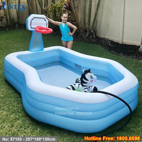 INTEX Swim Center Shootin Hoops Family Pool, for Ages 3+ 101 x 74 x 51 inches Tango Sports