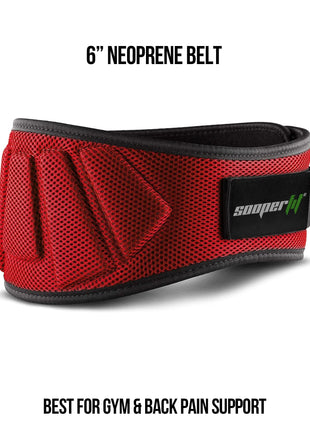 Neoprene Weight Lifting Belt 6 Inches wide Back Support for Power Weightlifting Gym Tango Sports