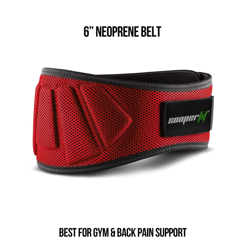 Neoprene Weight Lifting Belt 6 Inches wide Back Support for Power Weightlifting Gym Tango Sports