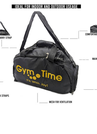 Wizal Sports Travel Gym Bag with Wet Pocket & Shoes Compartment for Men and Women - Black Tango Sports