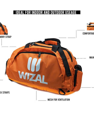 Wizal Sports Travel Gym Bag with Wet Pocket & Shoes Compartment for Men and Women -Orange Tango Sports