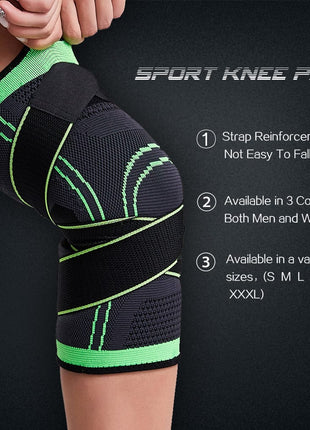 Knee Support Brace with Straps Pack of 2 - Black