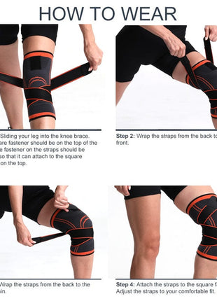 Knee Support Brace with Straps Pack of 2 - Black